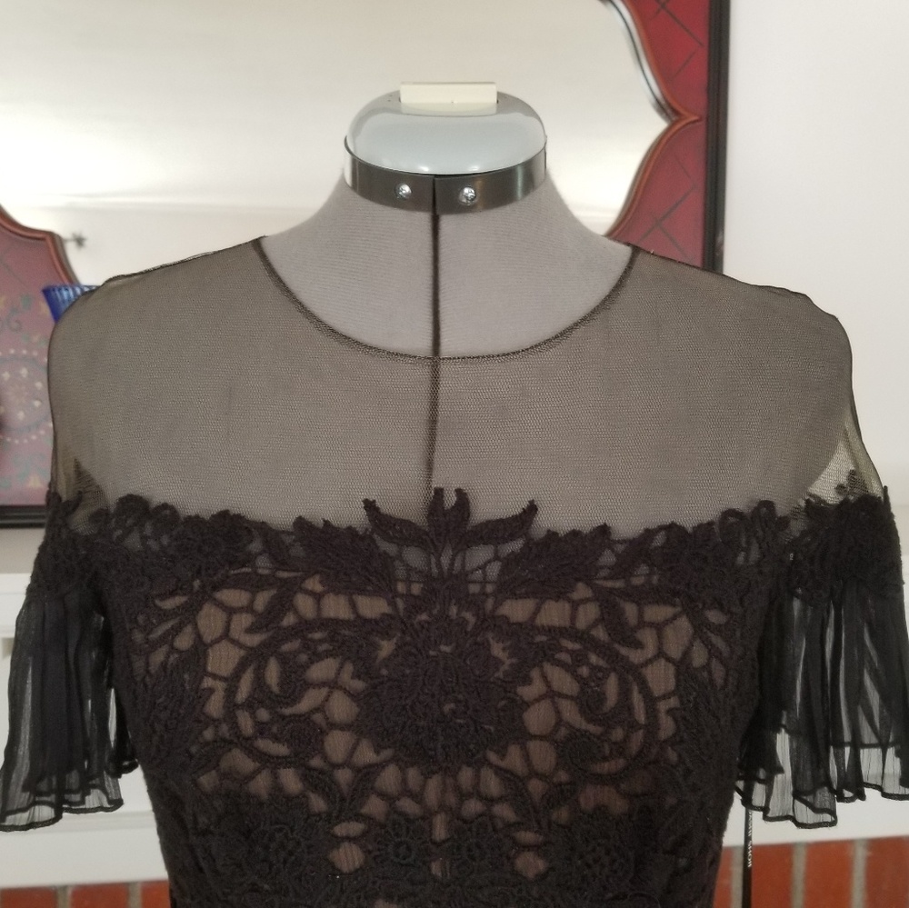Tadashi Shoji Aditya Pleated Black Chiffon Dress - Picture 4 of 8